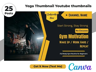 Wellness Workout YouTube Thumbnail Templates for Creators canva channel clean creator design digital editable exercise fitness gym layout modern simple template thumbnail training wellness workout yoga youtube