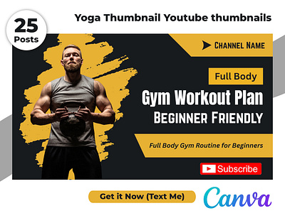 Wellness Workout YouTube Thumbnail Templates for Creators canva channel clean creator design digital editable exercise fitness gym layout modern simple template thumbnail training wellness workout yoga youtube
