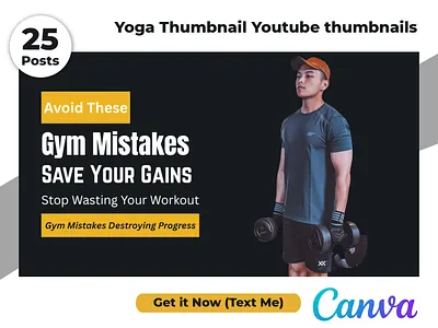 Editable Yoga Fitness Gym YouTube Thumbnails for Creators branding canva channel clean creator design digital editable exercise fitness gym modern simple template thumbnail training wellness workout yoga youtube