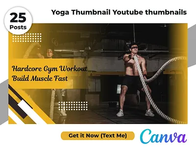 Yoga Fitness Gym YouTube Thumbnail Canva Editable Templates branding canva channel clean creator design digital editable exercise fitness gym modern simple template thumbnail training wellness workout yoga youtube