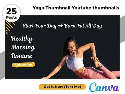 Yoga Fitness Gym YouTube Thumbnail Canva Editable Templates branding canva channel clean creator design digital editable exercise fitness gym modern simple template thumbnail training wellness workout yoga youtube