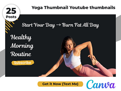 Yoga Fitness Gym YouTube Thumbnail Canva Editable Templates branding canva channel clean creator design digital editable exercise fitness gym modern simple template thumbnail training wellness workout yoga youtube