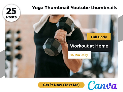 Yoga Fitness Gym YouTube Thumbnail Canva Editable Templates branding canva channel clean creator design digital editable exercise fitness gym modern simple template thumbnail training wellness workout yoga youtube