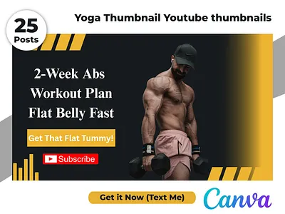 Yoga Fitness Gym YouTube Thumbnail Canva Editable Templates branding canva channel clean creator design digital editable exercise fitness gym modern simple template thumbnail training wellness workout yoga youtube