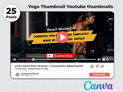 Editable Canva Yoga Fitness Gym YouTube Thumbnail Pack branding canva channel clean creator design digital editable exercise fitness gym modern simple template thumbnail training wellness workout yoga youtube