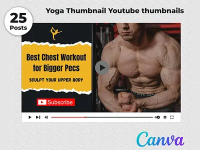 Editable Canva Yoga Fitness Gym YouTube Thumbnail Pack branding canva channel clean creator design digital editable exercise fitness gym modern simple template thumbnail training wellness workout yoga youtube