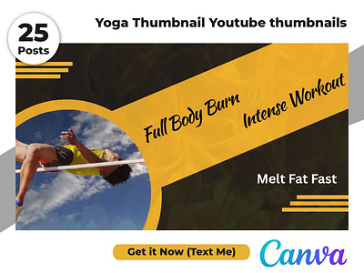 Professional Yoga Fitness Gym YouTube Thumbnails Canva Pack branding canva channel clean creator design digital editable exercise fitness gym modern simple template thumbnail training wellness workout yoga youtube