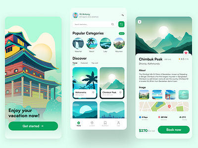 UI/UX Travel Mobile App adveenture appdesign booking figma hotel journey location materialdesign mobile app mobiledesign product productdesign travel trip ui user experience design userinterface ux vacation