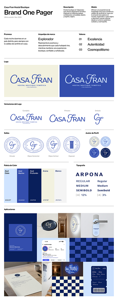 Casa Fran: Boutique Hostal Brand beach blue brand branding classic elegant graphic design hostal hotel icon modern sea sophisticated wordmark