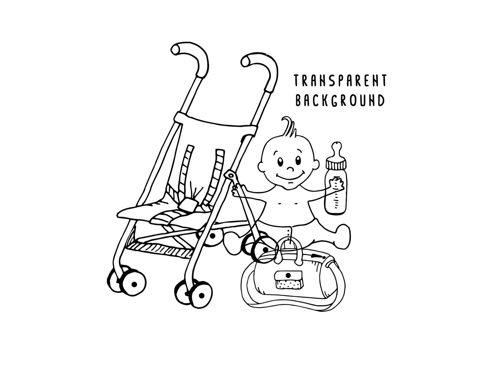Newborn Essentials - hand drawn line art elements baby gear baby illustration crib drawing designing elements graphic elements line art minimalist baby art newborn essentials nursery print parenting design transparent