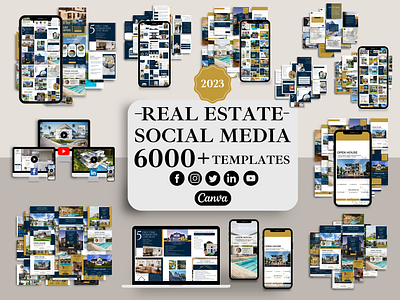 MEGA Real Estate Social Media Bundle bundle canva facebook instagram real estate template
