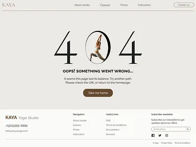 KAYA yoga studio | An Error Page adobe photoshop ui ux vector web design