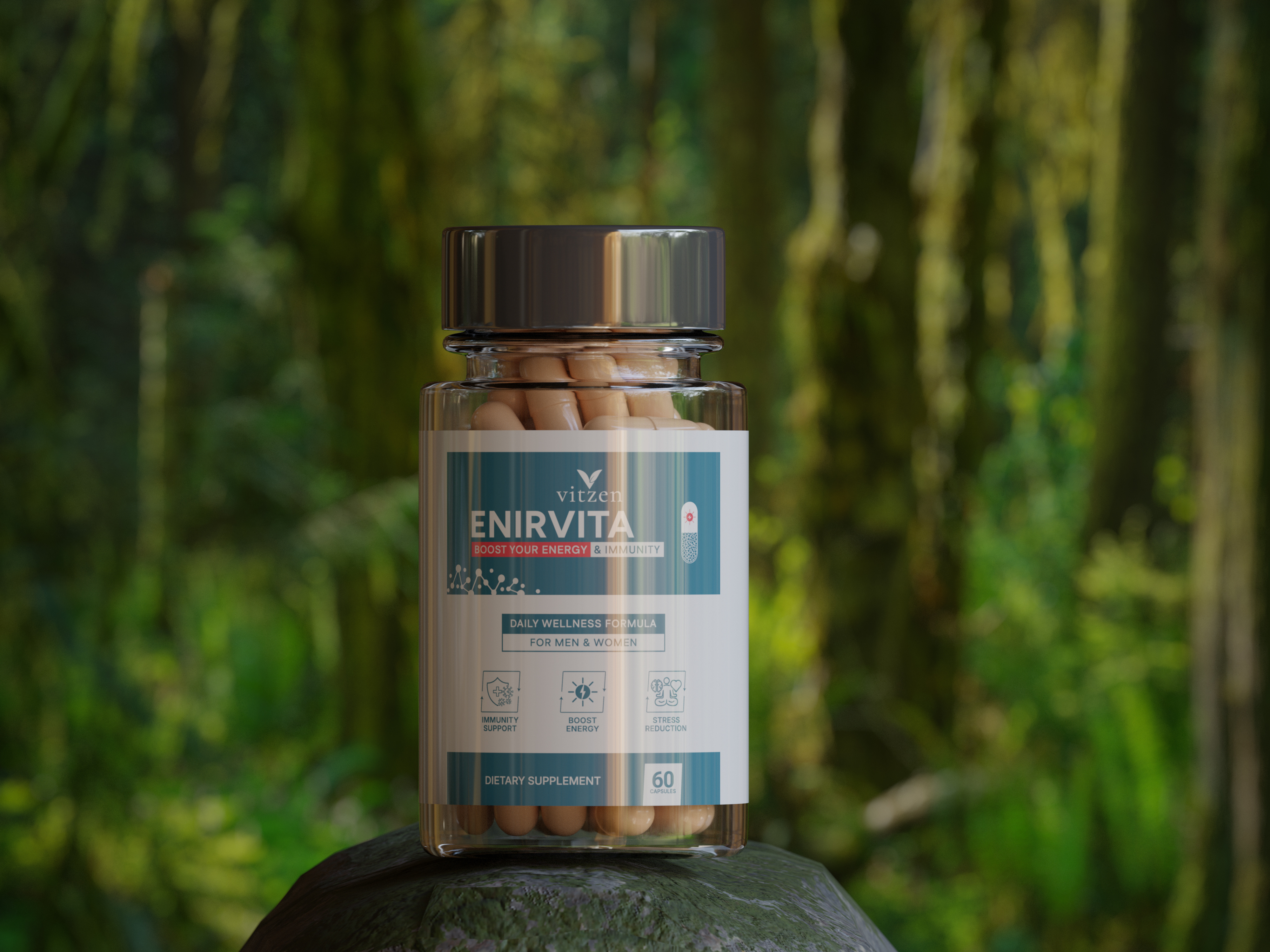 Enirvita Supplement Label Design clean herbal supplement label clean supplement packaging energy supplement label enirvita supplement label health product label design immunity boost product label immunity supplement label modern supplement label nature energy supplement label organic vitamin bottle label premium dietary supplement label supplement label design supplement label inspiration vitamin label design wellness label design