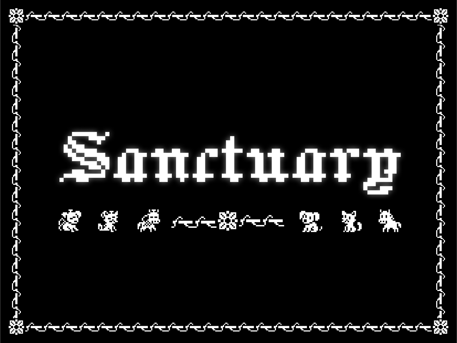 Sanctuary Game Title Card 16 bit 8 bit branding game gaming logo logo design logotype nes nintendo pixel pixel art title title card video game video game design