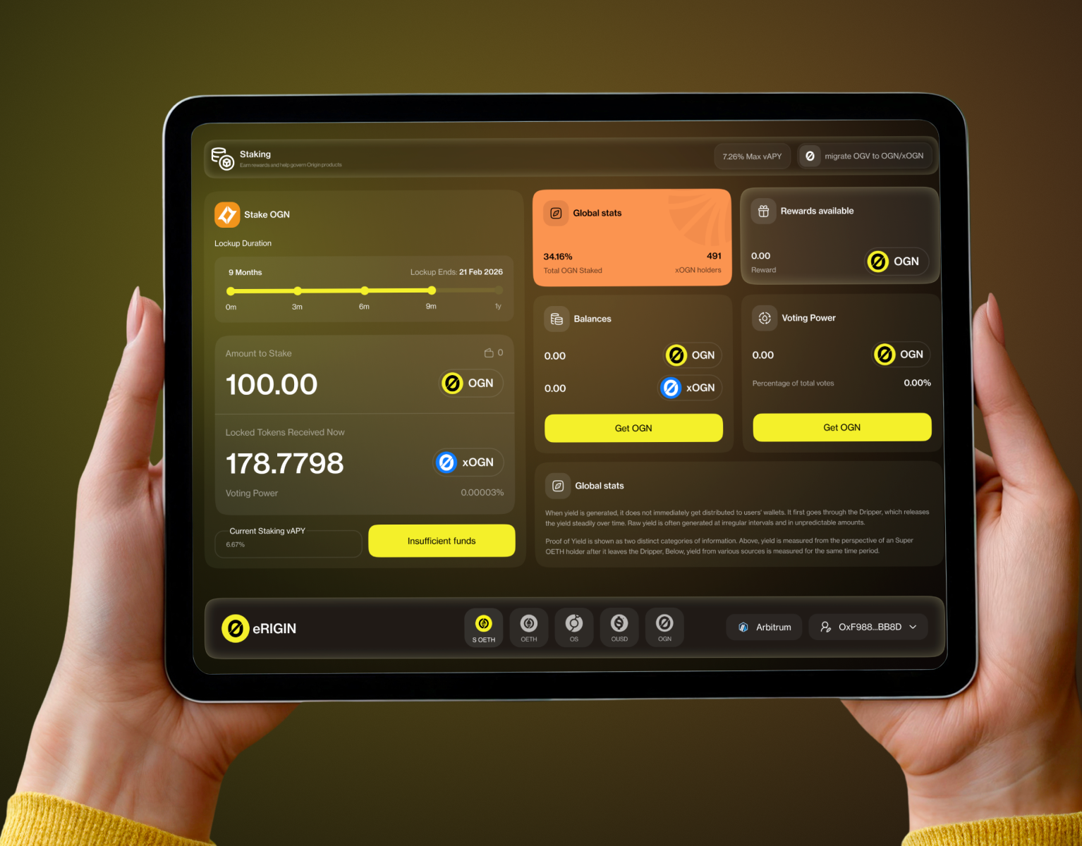 Origin Protocol — DeFi UX Design blockchain ux defi dashboard design exchange ui minimal ui product ui ux web yield dashboard