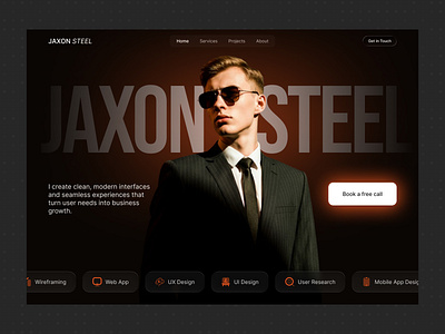 Product Designer Portfolio Website | Hero Section creativeportfolio darktheme design designerportfolio herosection personalbranding portfoliodesign product ui ui ux web website design
