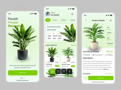 Plant Care & Shop Mobile App android app app desing clean ui ecommerce app gardening app indoor plants ios minimal design mobile app mobile app screen nature app design plant care plant care app plant monitoring plant shop plant tracker reminder temperature ui ux design