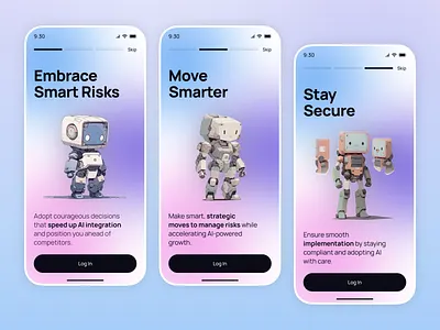 AI App Onboarding Screens ai app ai assistant ai chatbot ai design ai mobile app app design artificial intelligence ios app design mobile app mobile applications design mobile design onboarding onboarding screen smart ai smart assistant splashscreen web design welcome screen