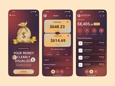 Banking Mobile App Design banking banking app banking ui clean ui digital banking digital wallet figma design investment app iso design mobile app mobile app design mobile bank mobile banking money saved app money transferee app personal finance products design uiux design user interface