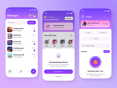 Social Audio & Messaging App app app design chat app ui dribbble messaging app design mobile mobile app mobile app design mobile ui social app social audio social audio app ui ux