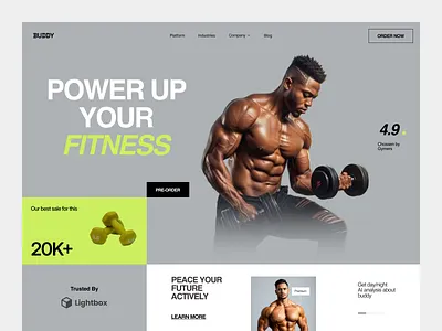 Fitness Landing Page Concept branding design fitness graphic design gym health icon illustration logo minimal ui ux vector
