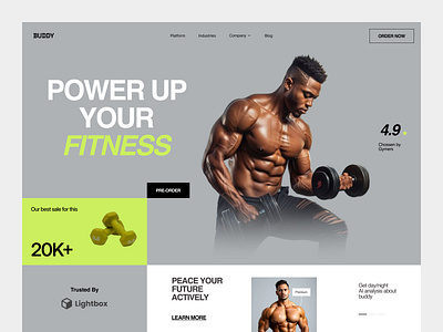 Fitness Landing Page Concept branding design fitness graphic design gym health icon illustration logo minimal ui ux vector