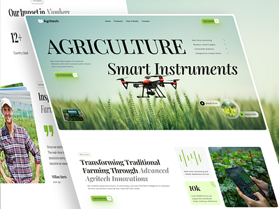 Agritech – Agriculture Technology Landing Page agri landing agriculture agriculture app agriculture website agritech clean ui farming farmtech figma design green tech iot device landing page saas landing smart farming technology trendy footer trendy hero banner ui design ui ux web design