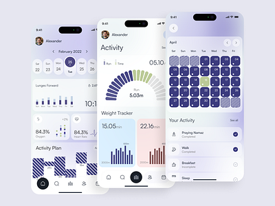 Health & Fitness Tracker Mobile App UI ai daily activity dailytracker doctor fitness app health health tracking lifestyle app design mobile appui mobile design mobileapp tracking app workout app ui