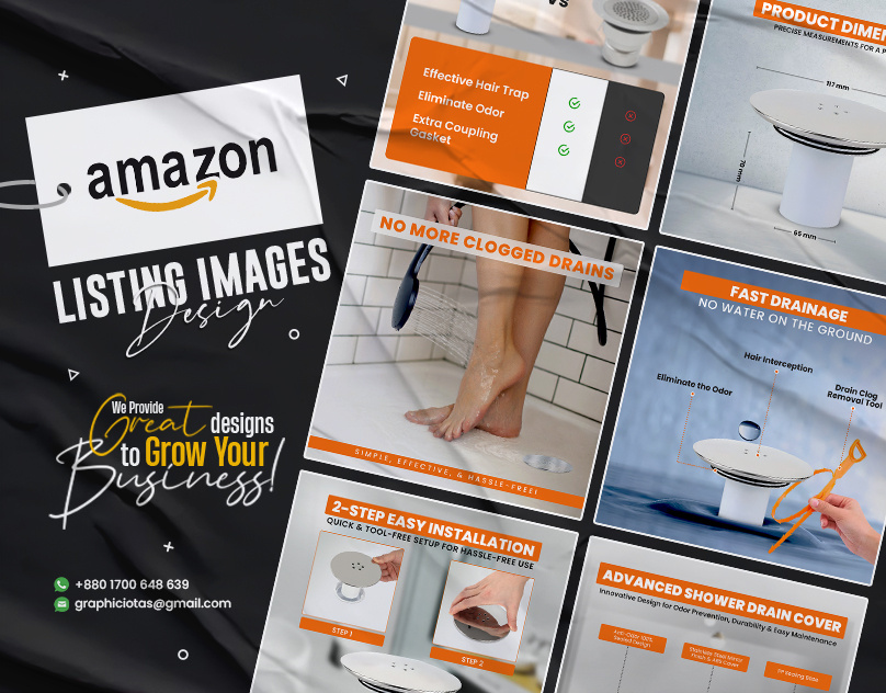 Amazon Listing Images Design for Shower Drain Cover a content a plus content amazon ebc amazon listing amazon listing image amazon listing images amazon product amazon product listing design infographic listing listing design listing images listing images design product infographic