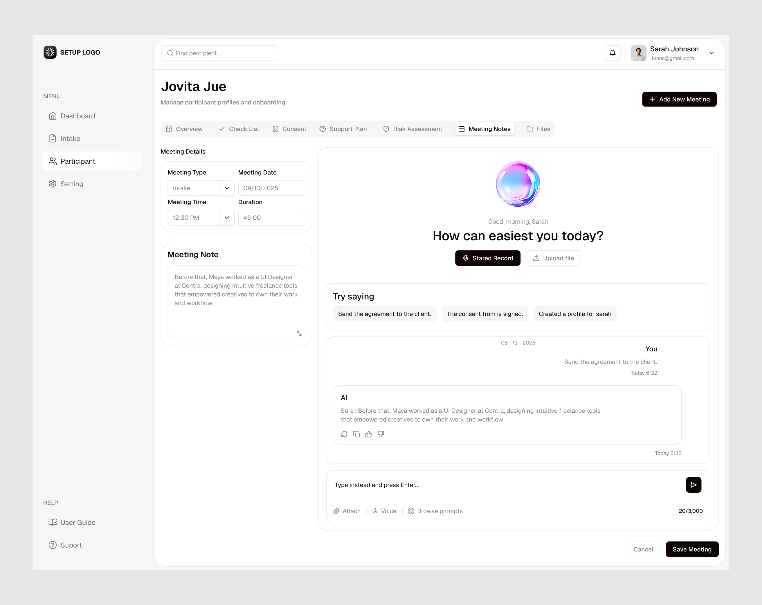 Meeting AI Tool Dashboard ai ai meeting notes dashboard ai note taker note calls chatbot communication conference dashboard data management design group call meeting meeting ai tool dashboard note taker notes product design text summary transcript user experience web design