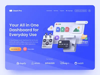 3D + UI + Animation 3d animation blender blue cloud cycles dashboard file illustration panel render ui ux