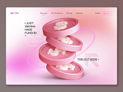 Pallet – Landing Page | Digital Wallet, Financial Services 3d design 3d website 3d website design 3d wesbite bank website design branding crypto dark mode website design design finance website design graphic design illustration logo money pink uiux