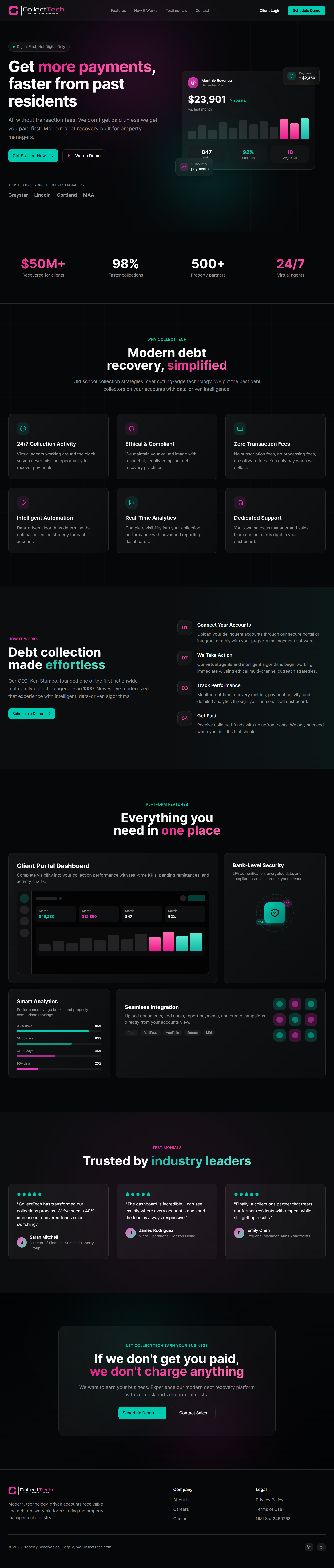 Dark Mode Vibrant Fintech Website branding figma financial fintech logo ui ux web design website