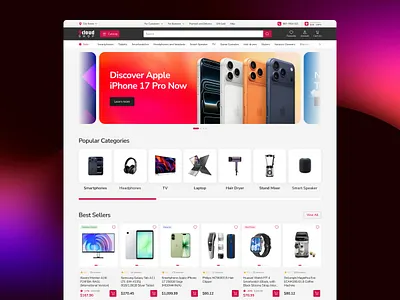 E-Commerce Electronics UI/UX High-Conversion Online Store Design conversiondesign ecommerce ecommercedesin electronics electronicsstore electronicsui homepage homepageui landingpage moderndesign onlinestore tech techstore ui uiconcept uidesign ux web webdesign website