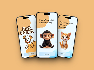 Pet Roast App 🐾 animation anshika app design app launch coming soon daily ui designer life figma illustration ios minimal design mobile design pet app pet lover pet roast product design thecreation ui uiux design ux
