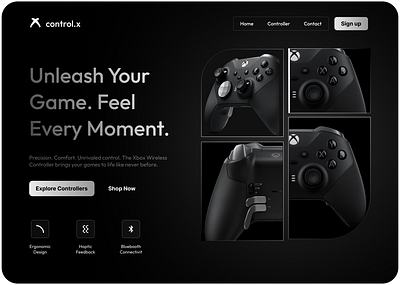 Control.X – Premium Gaming Controller Landing Page UI game landing page ui