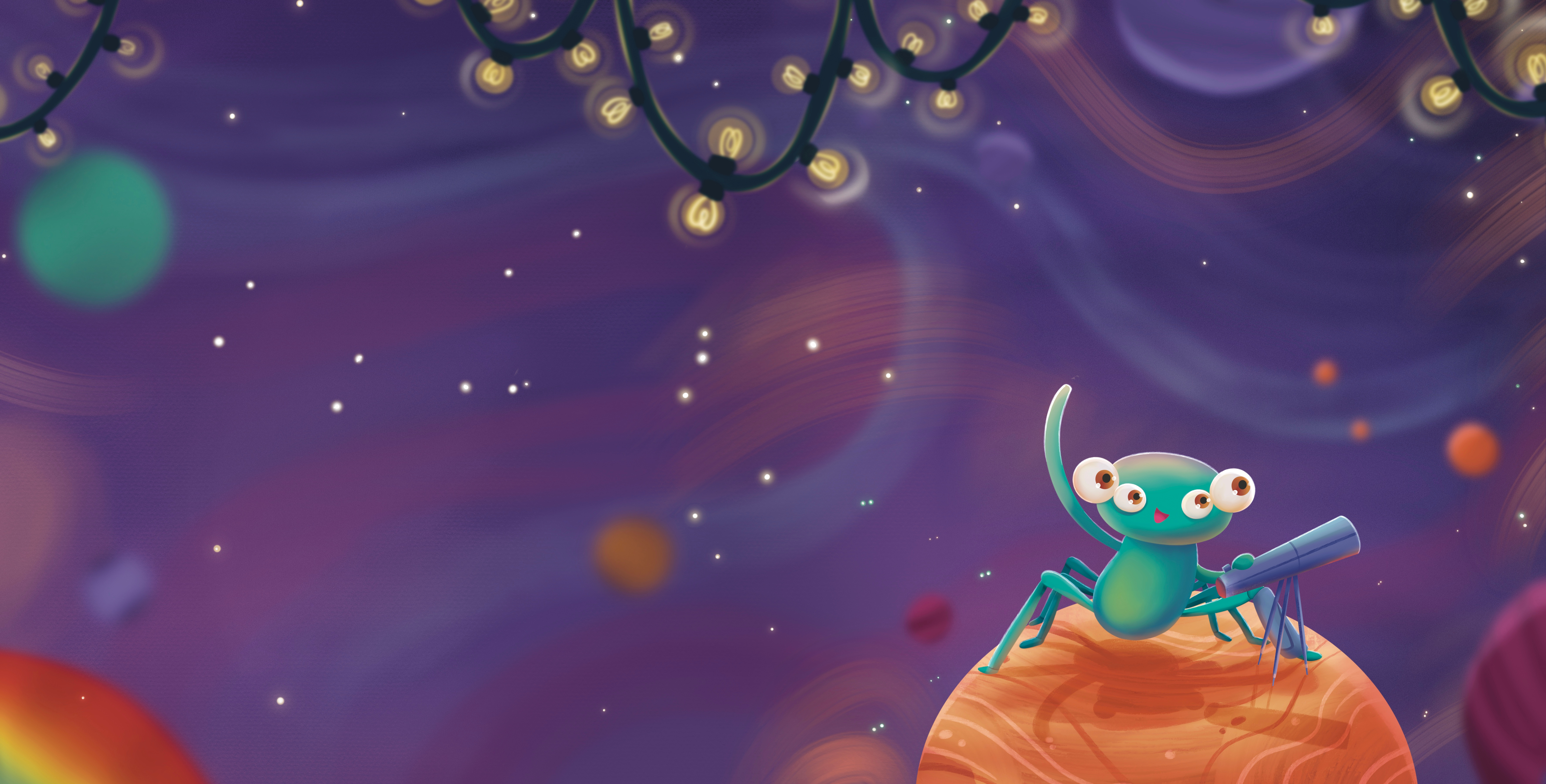 Space adventure, Fantasy world, Children's book illustration character design children illustration illustration procreate raster illustration space