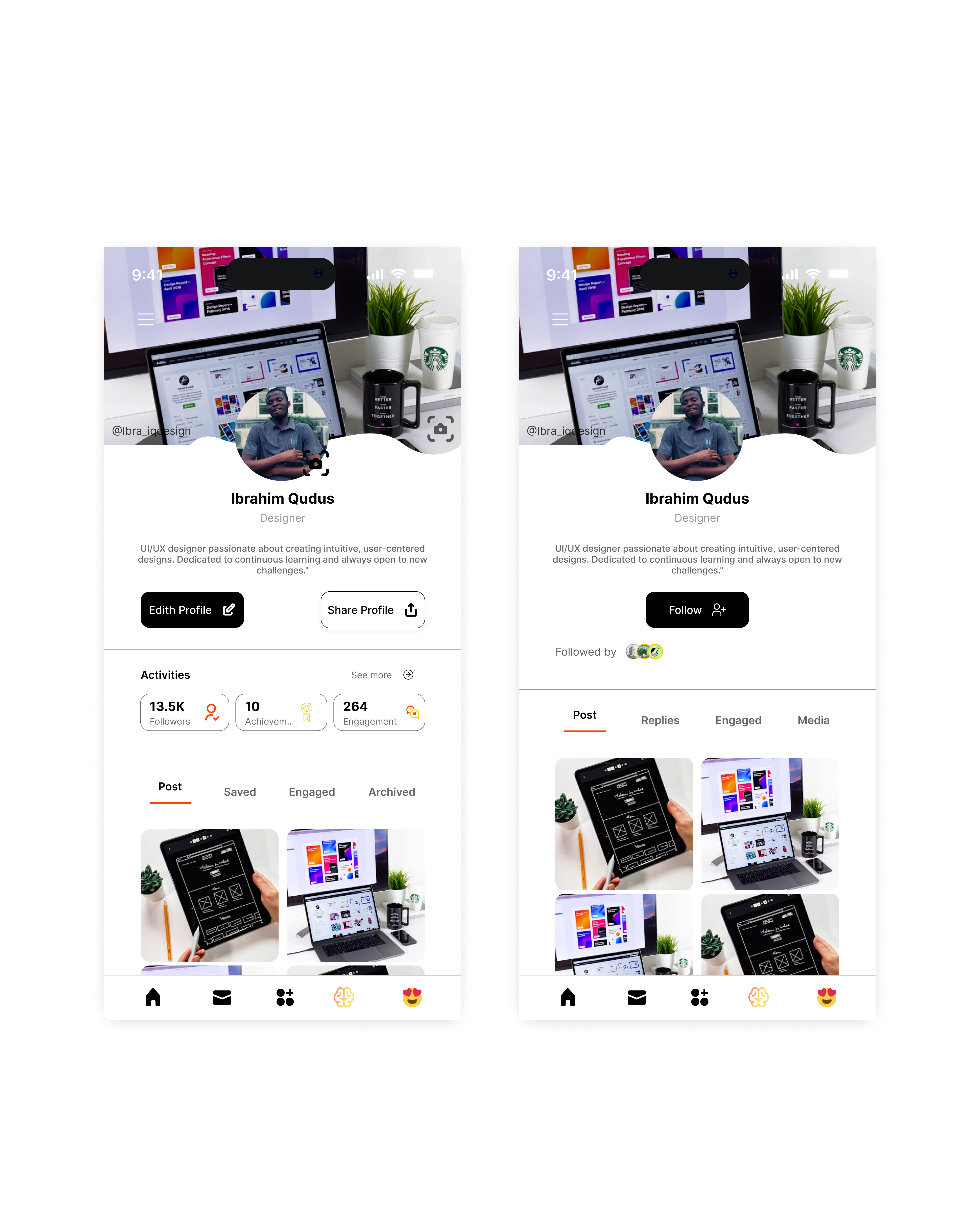 Profile page edith profile illustration mobile app product design profile profile design ui uiux user interface user profile