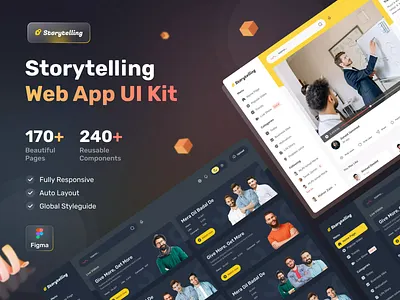 Storytelling Web App UI Kit design figma figma design storytelling ui ui design ui kit uihut web app website design