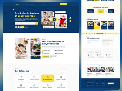 FixoraX- Ondemand Services Figma Template branding business cleaning figma graphic design home page landing page ondemand services ui website