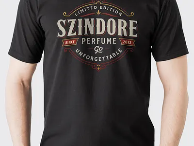 Szindore T-Shirt Design Proposal 2012 apparel blacktee clothing fashion gounforgettable graphictee limitededition menswear mockup perfumebrand productphotography redandgold retrobadge shieldlogo streetwear szindore tshirt typography vintagedesign