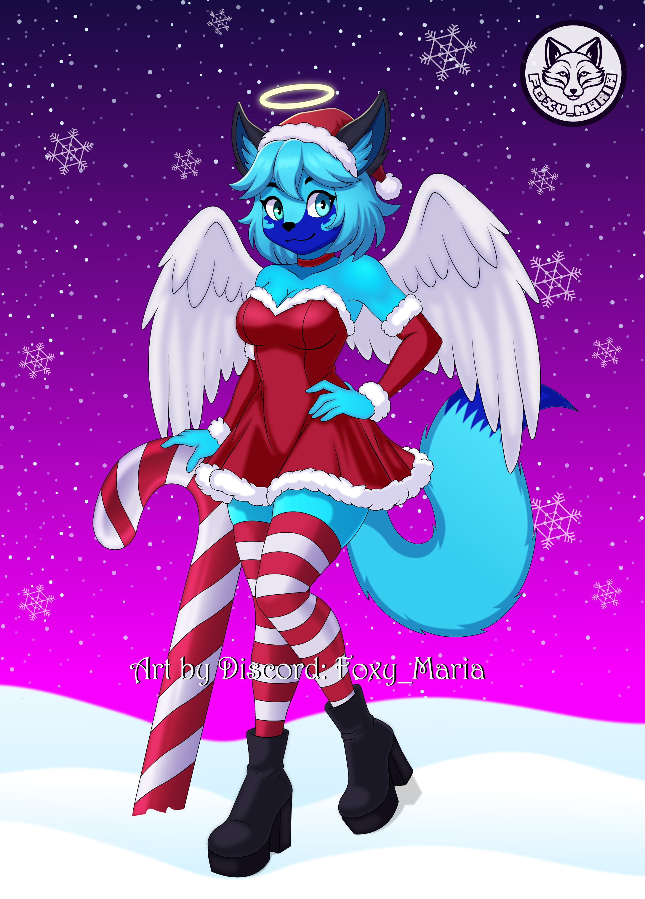 The Ultimate Christmas Furry Art - Angel Kitsune angelfurry christmasangel christmasfurry digitalart furryart furrycommission furrycommunity holidayart kitsune santafurry