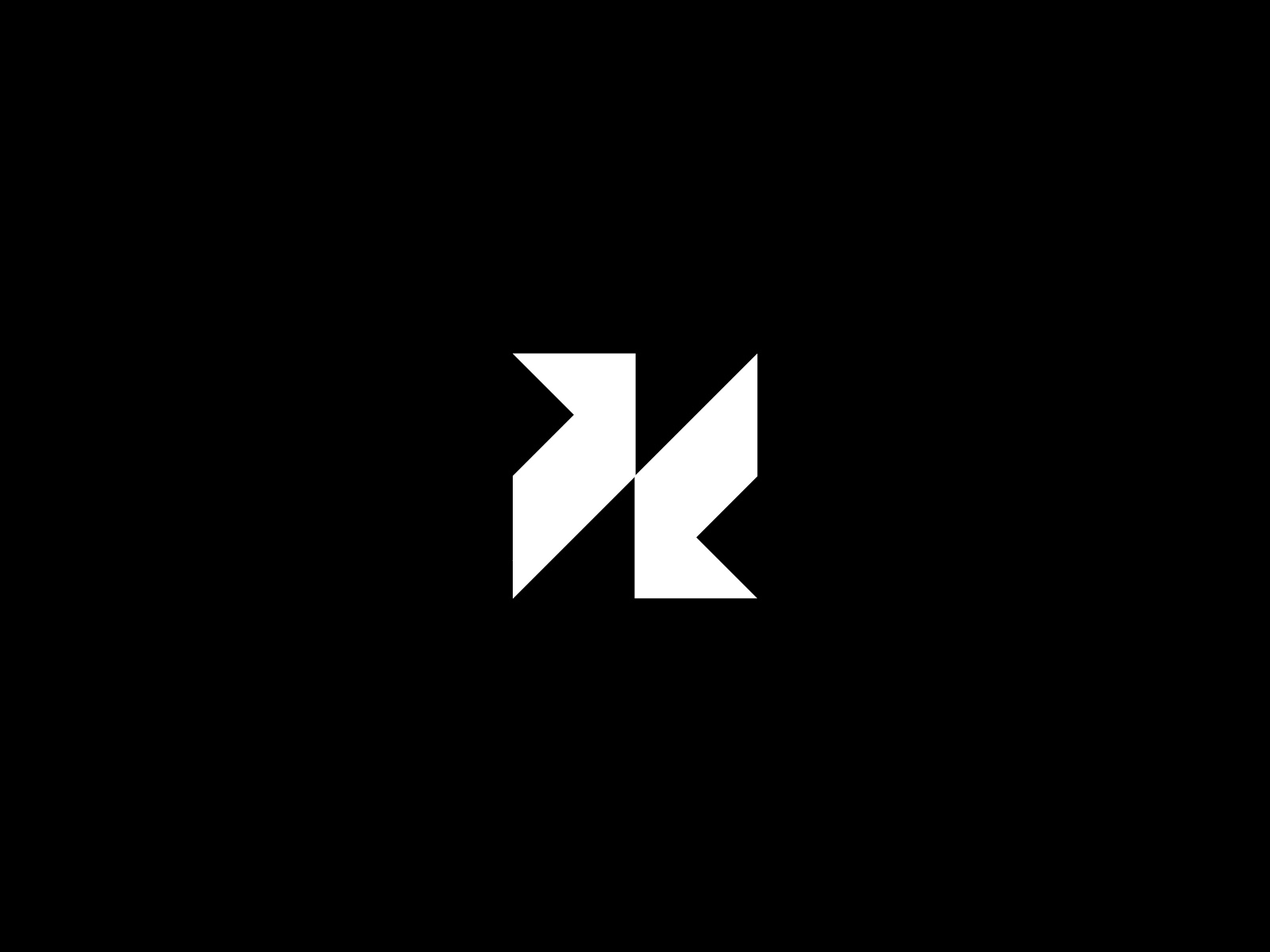 Abstract Geometric Logo Mark — Unused & For Sale abstract lettermark abstract logo angular logo branding brandmark geometric logo graphic design icon k letter kk logo logo design logo for sale minimal logo minimalist logo r letter x letter