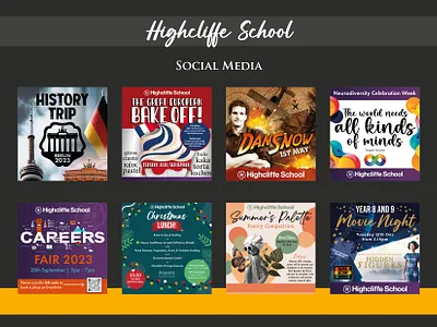 Highcliffe School Social Media Content Design branding graphic design