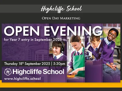 Highcliffe School Open Day Marketing branding graphic design