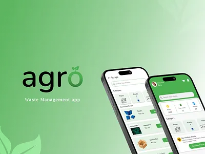 Agro - Waste Management App app case study design mobile app ui uiux user interface ux waste waste management app waste managemet