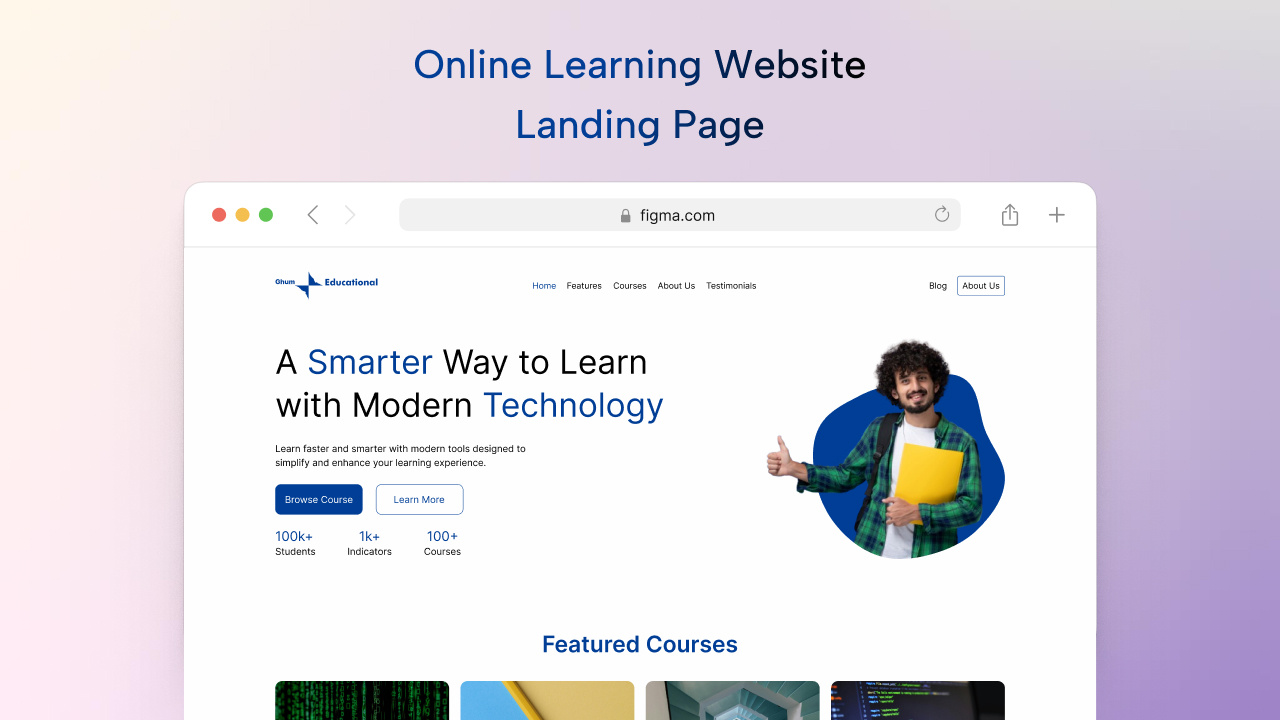Online Learning Website Landing Page design education web educational design figma landing page ui web design website