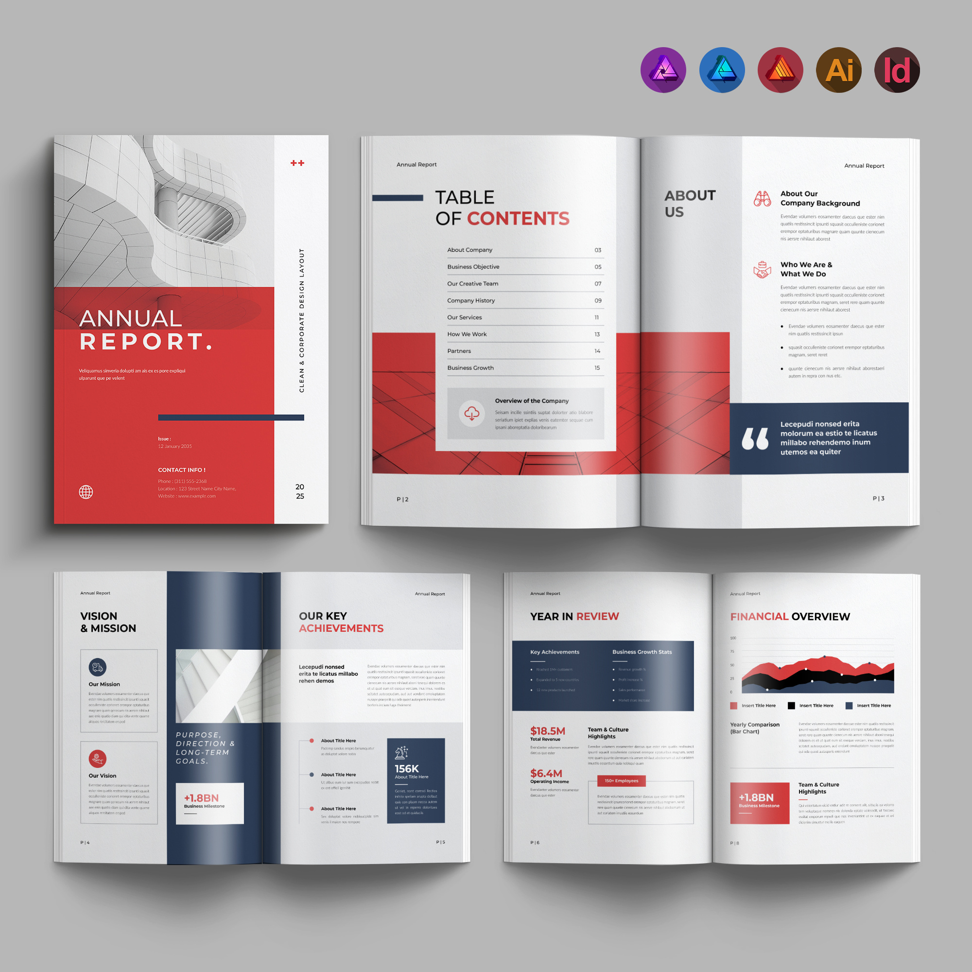 Annual Report Template agency app architecture branding business corporate design illustration logo ui