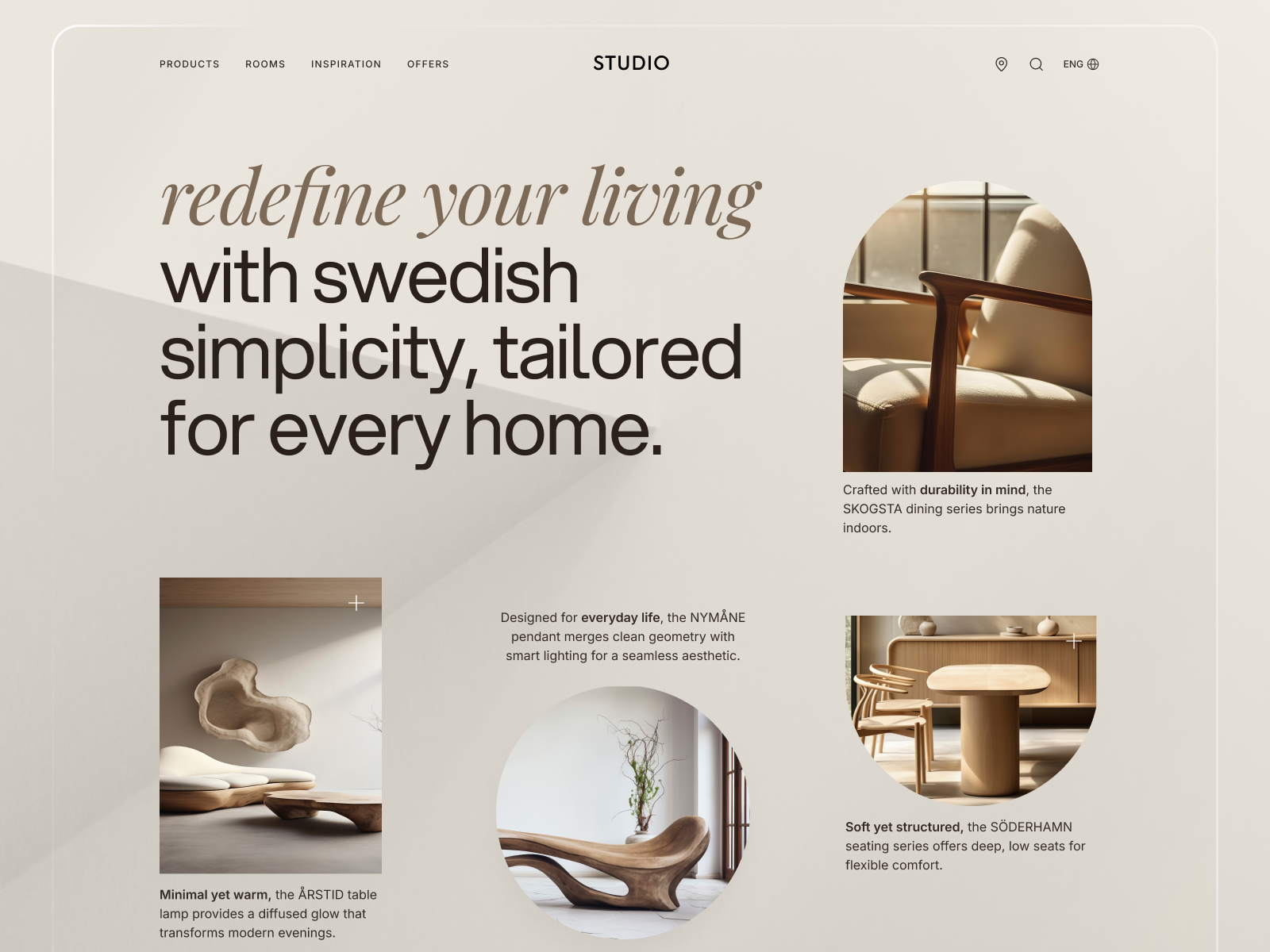 STUDIO clean design design concept ecommerce ui editorial layout elegant layout furniture website home decor inspiration page interior design lifestyle design minimal ui modern interiors premium branding product showcase scandinavian design ui design ux design warm aesthetic web design