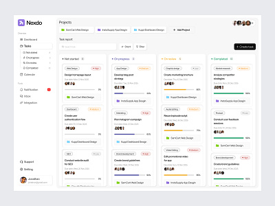 Task Management Dashboard ai canvan dashboard dashboard design dashboard task management minimal design modern dashboard product design project management project management tool saas task task management team management uiux web app webapp